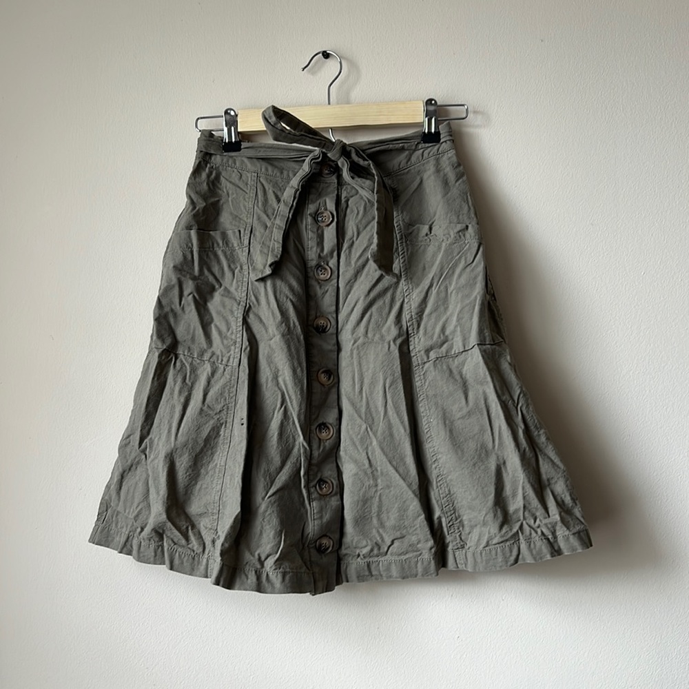 Green Button Down Skirt with Belt